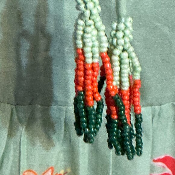 ANTHROPOLOGIE FARM RIO OFF THE SHOULDER TIERED FLORAL BEADED MIDI DRESS SM E/P - Picture 3 of 9